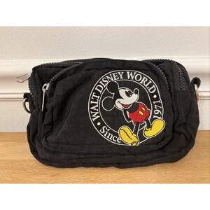 Vintage Walt Disney World Mickey Mouse Black Fanny Pack Belt
